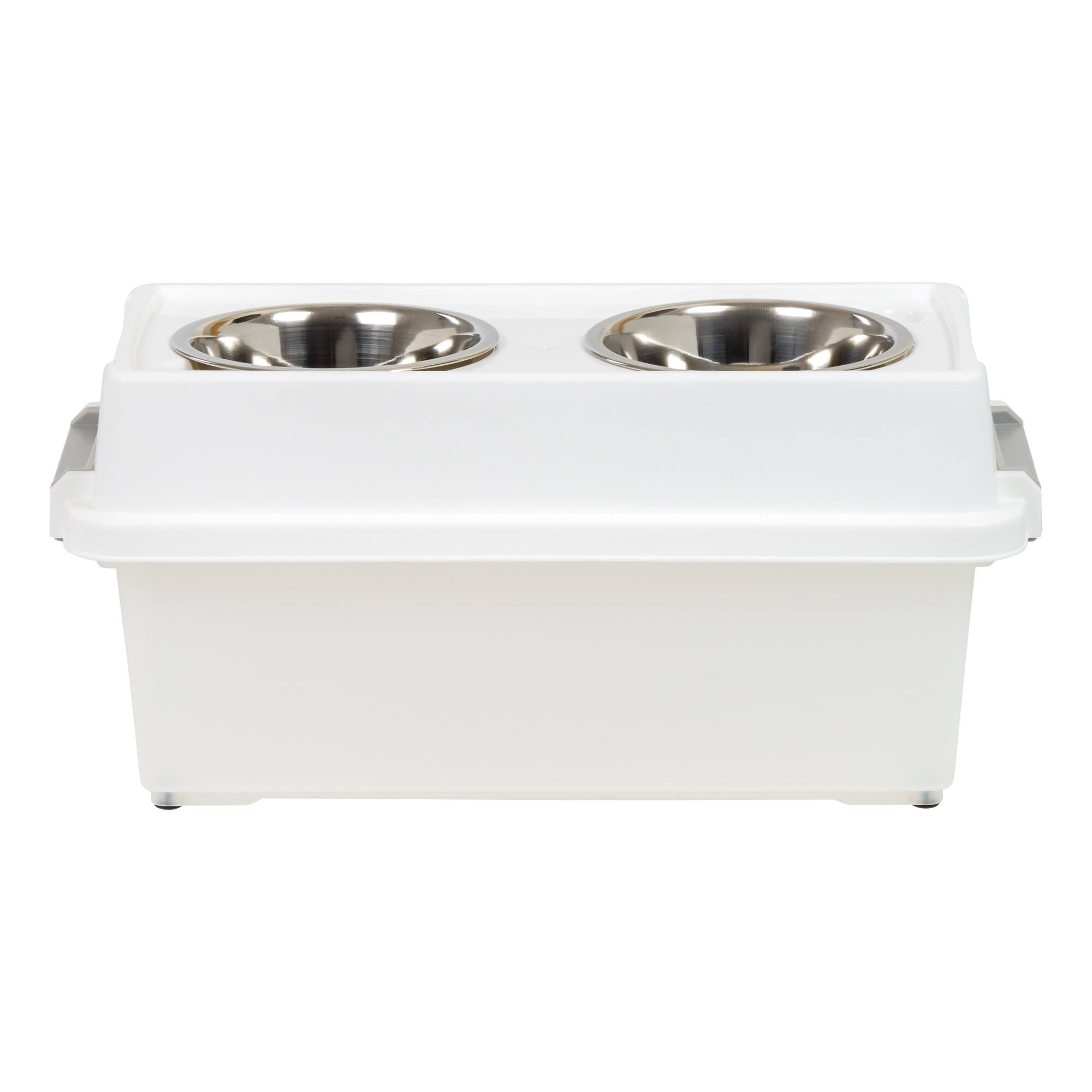 IRIS Clear, White & Gray 12qt. Airtight Elevated Feeder Storage Container